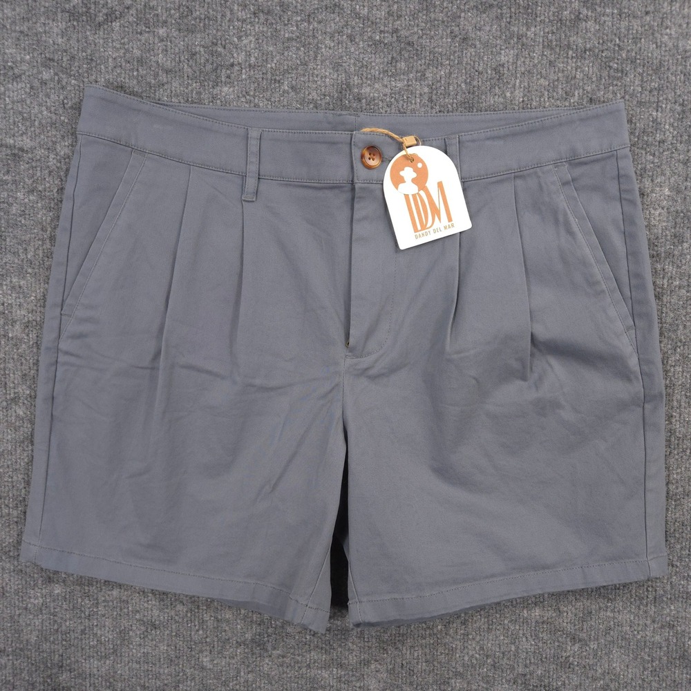 Dandy Del Mar The Rhodes Twill Shorts Mens 33 Gray Chino Pleated Stretch NEW